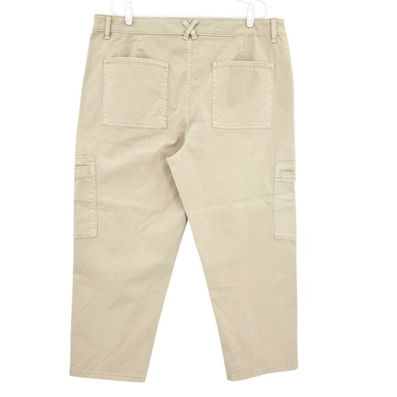 Terra & Sky Womens Stretch High Rise Beige Wash Utility Cargo Pants Size 16W NWT - Picture 2 of 10